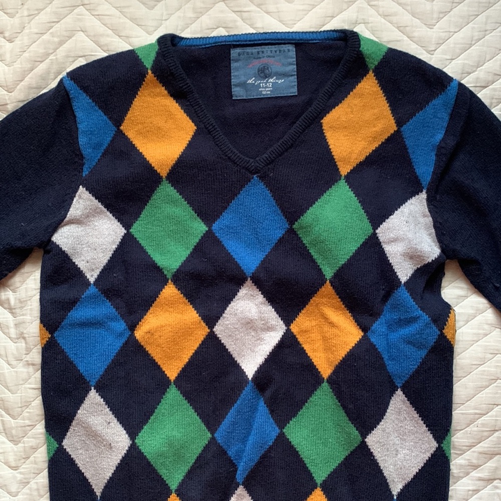 Zara Argyle Knit Sweater